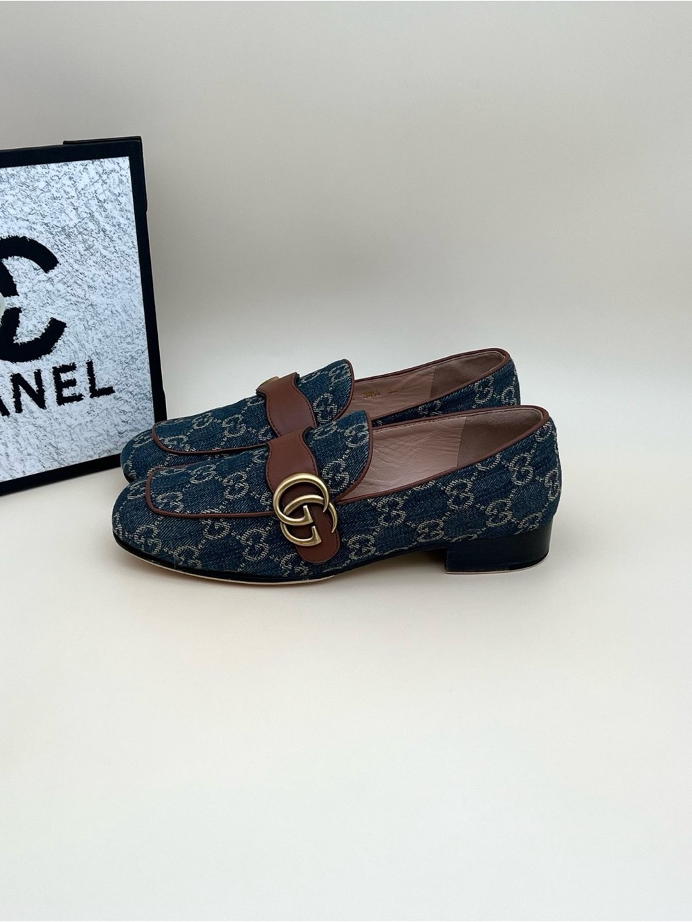 Gucci  Blue GG Denim Horsebit Loafers